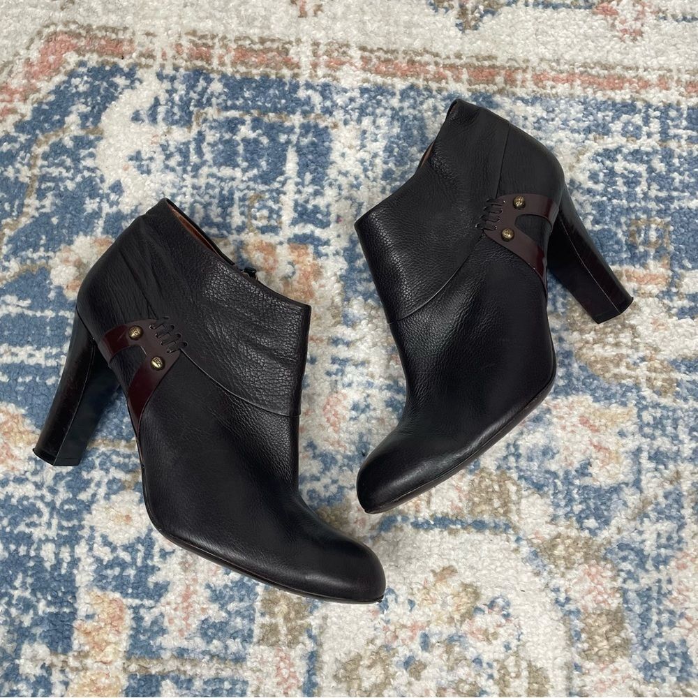 Banfi Zambrelli Heeled Boots Cropped Bootie Women’s 8.5 Brown Pebbled Leather